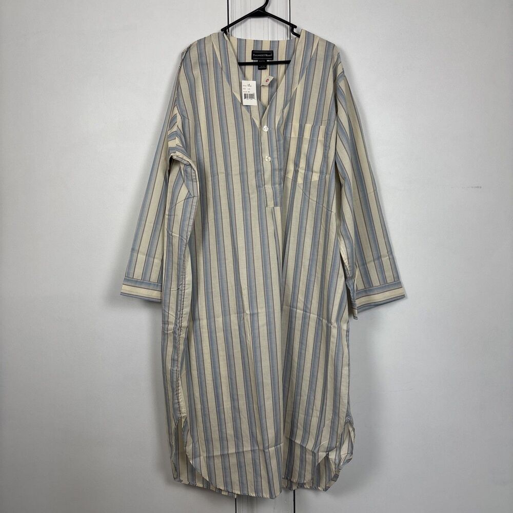 NWT Preswick & Moore Men’s Sleep Shirt Large/XL Stripped Cotton Blend Pajama Top